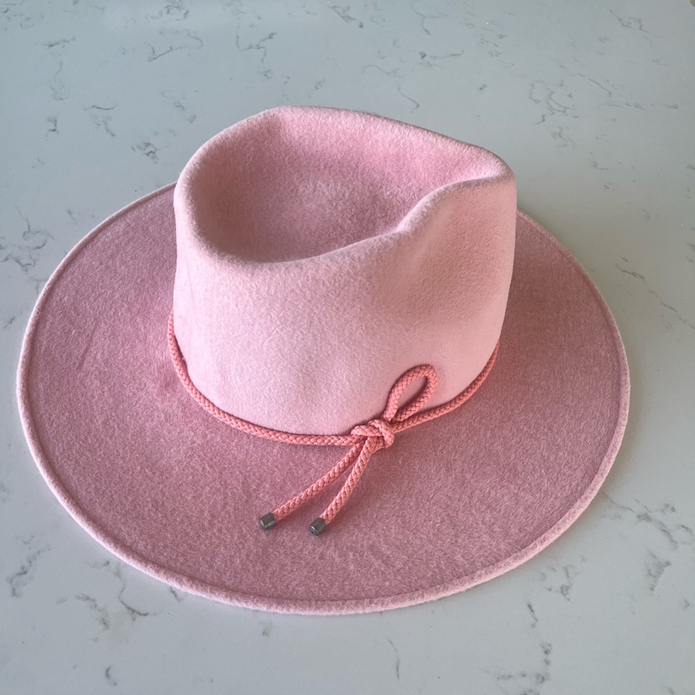Frances Grey -Pink Felt Wide Brim Hat never worn